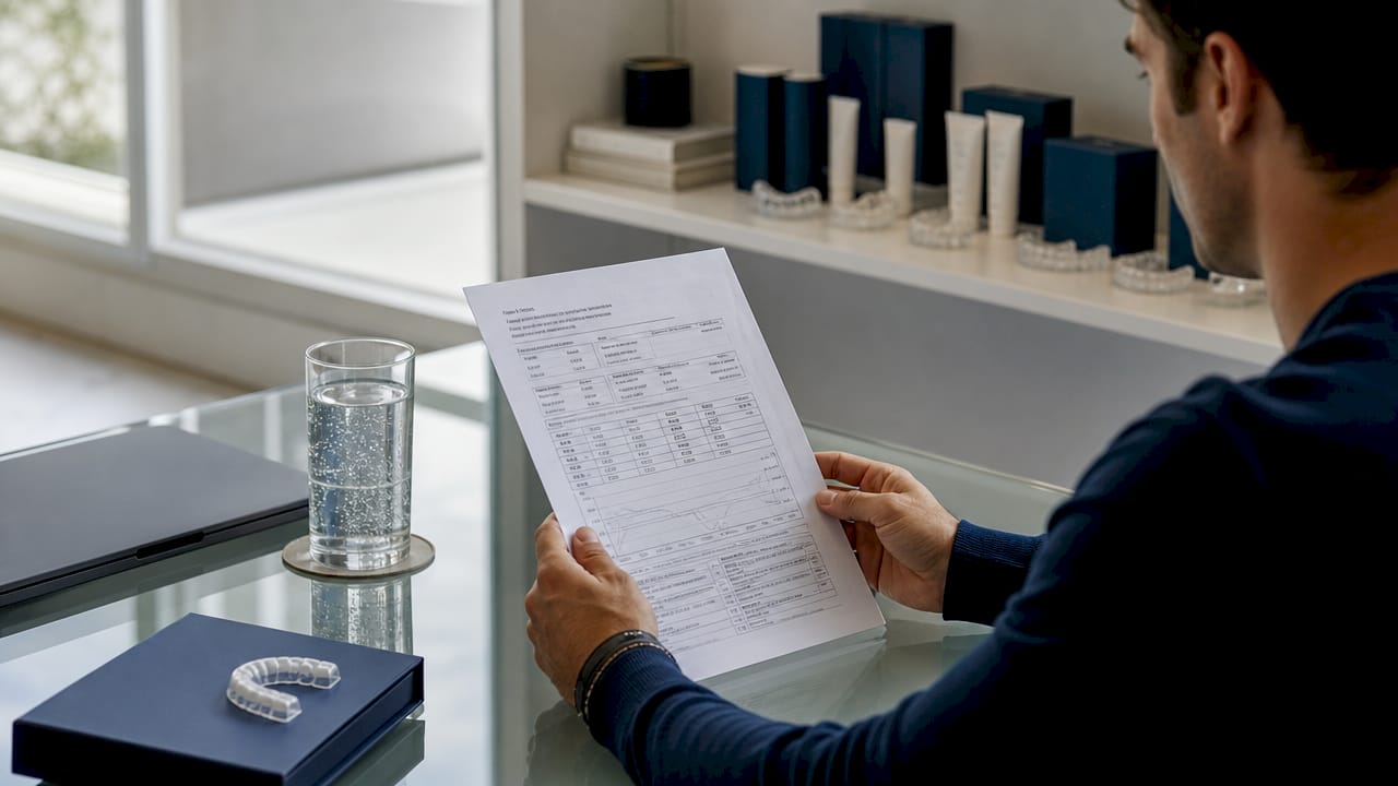Hands holding lab certificate over wooden table