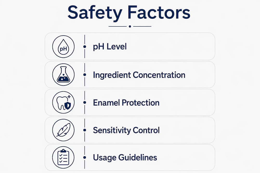 Infographic showing safety factors for lab-approved whitening