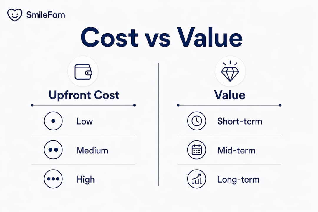 Infographic comparing teeth whitening kit cost and value