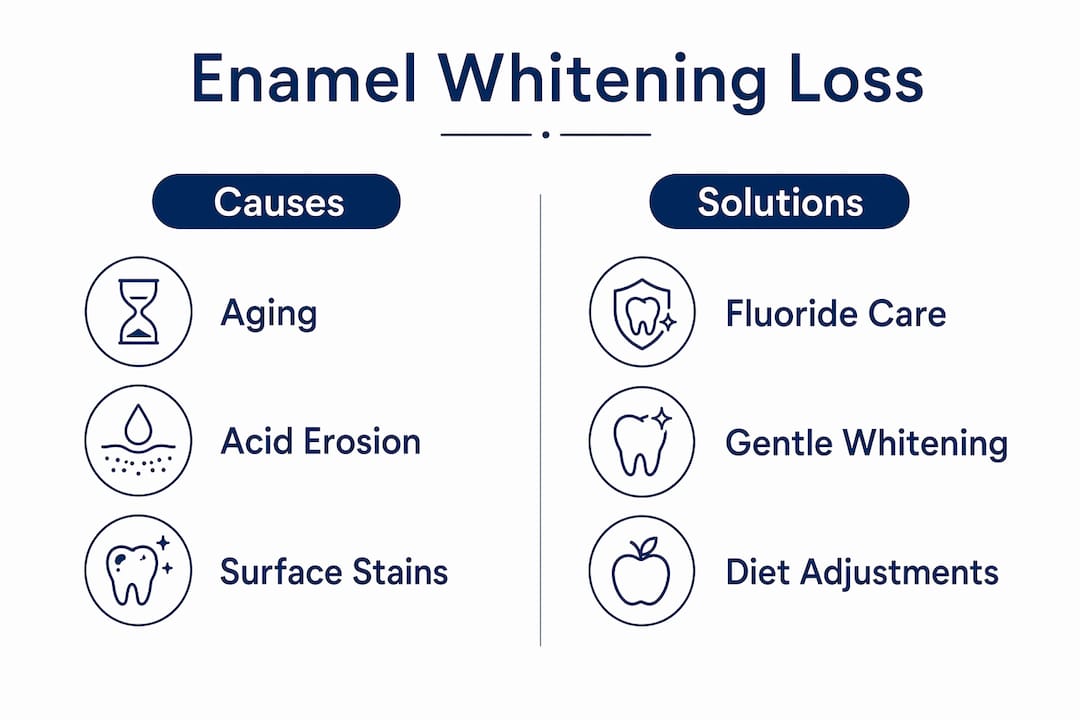 Infographic comparing enamel discoloration causes and solutions
