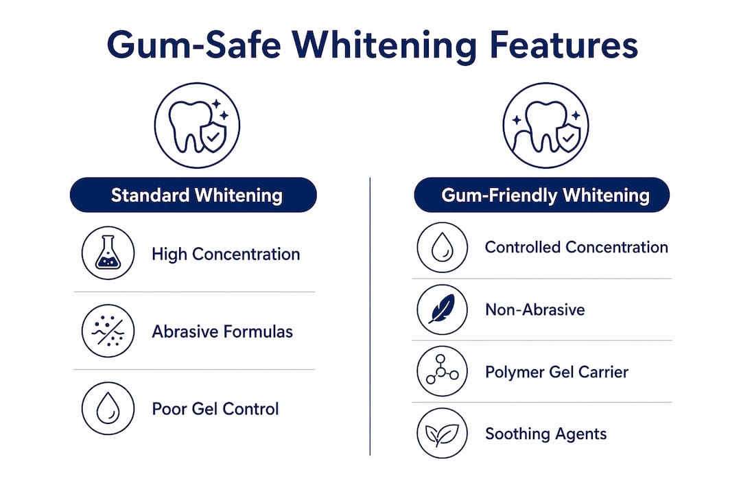 Infographic comparing standard and gum-friendly whitening