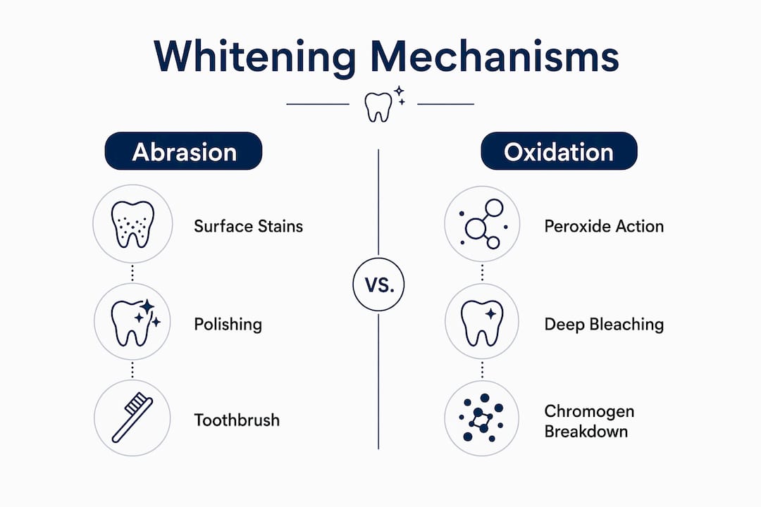 Infographic comparing abrasion and oxidation whitening