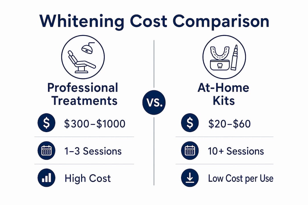 Infographic comparing professional and at-home whitening costs