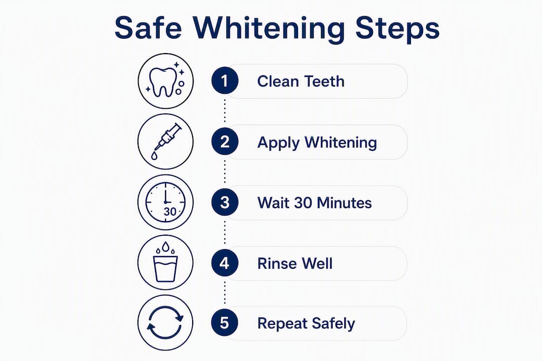 Infographic highlighting enamel-safe teeth whitening steps