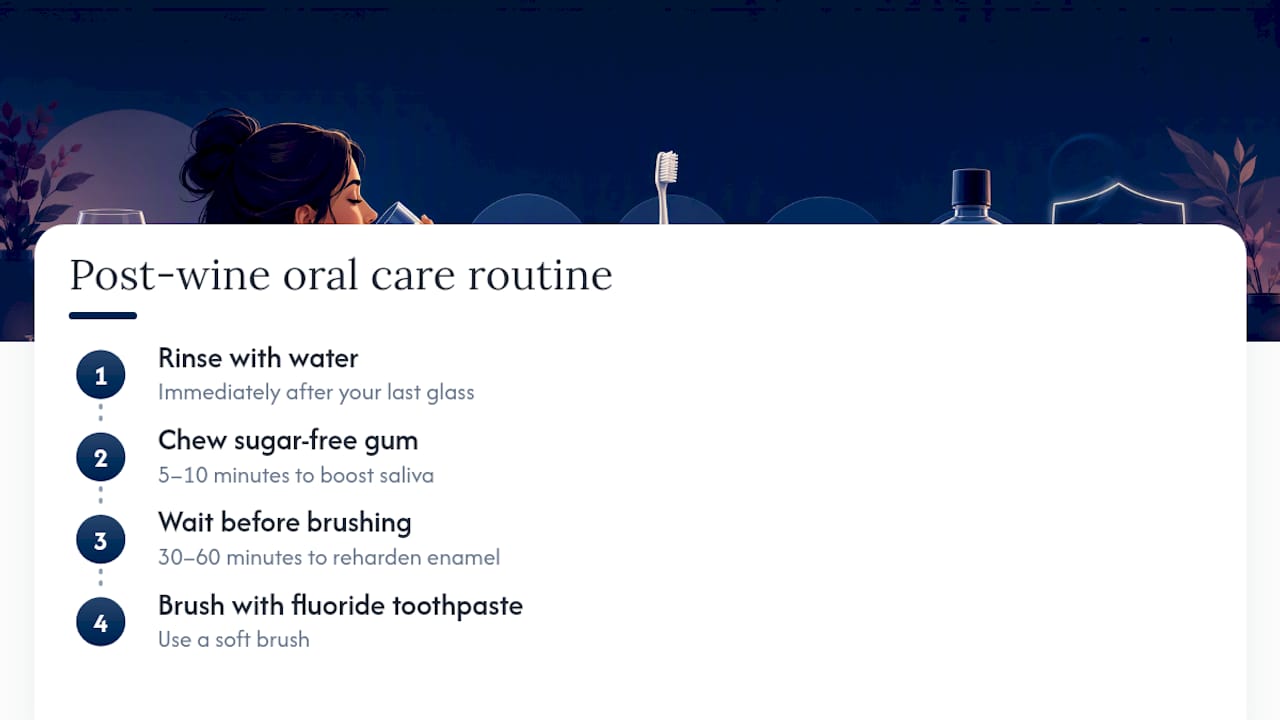 Diagram of post-wine oral care routine steps