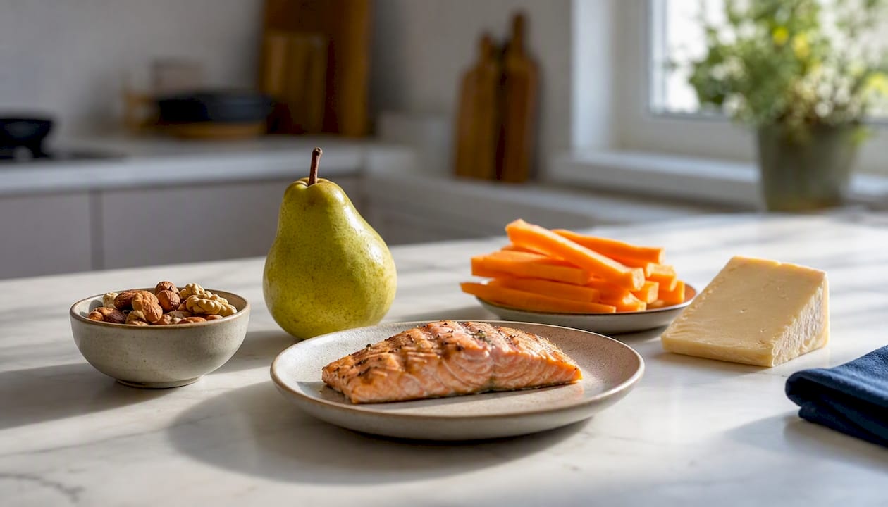 Enamel-friendly local foods on kitchen table