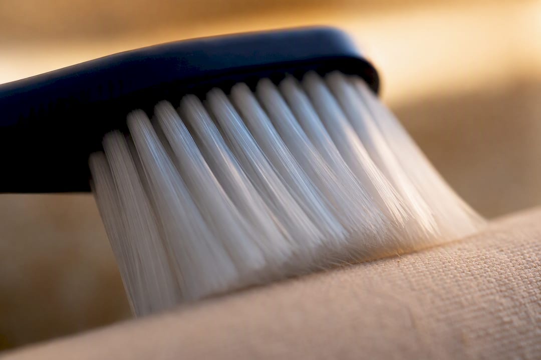 Close-up of extra-soft tapered toothbrush bristles