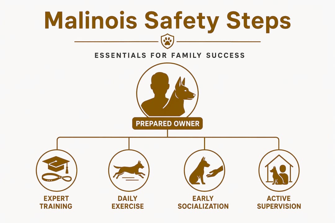 Infographic pyramid showing family Malinois safety essentials