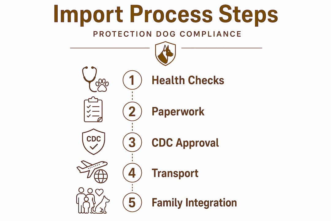 Import process infographic for protection dogs