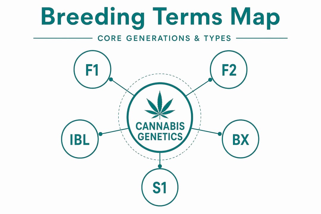 Infographic cannabis breeding terms hierarchy map