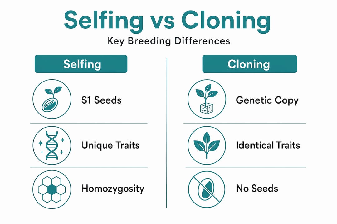 Infographic comparing selfing and cloning methods