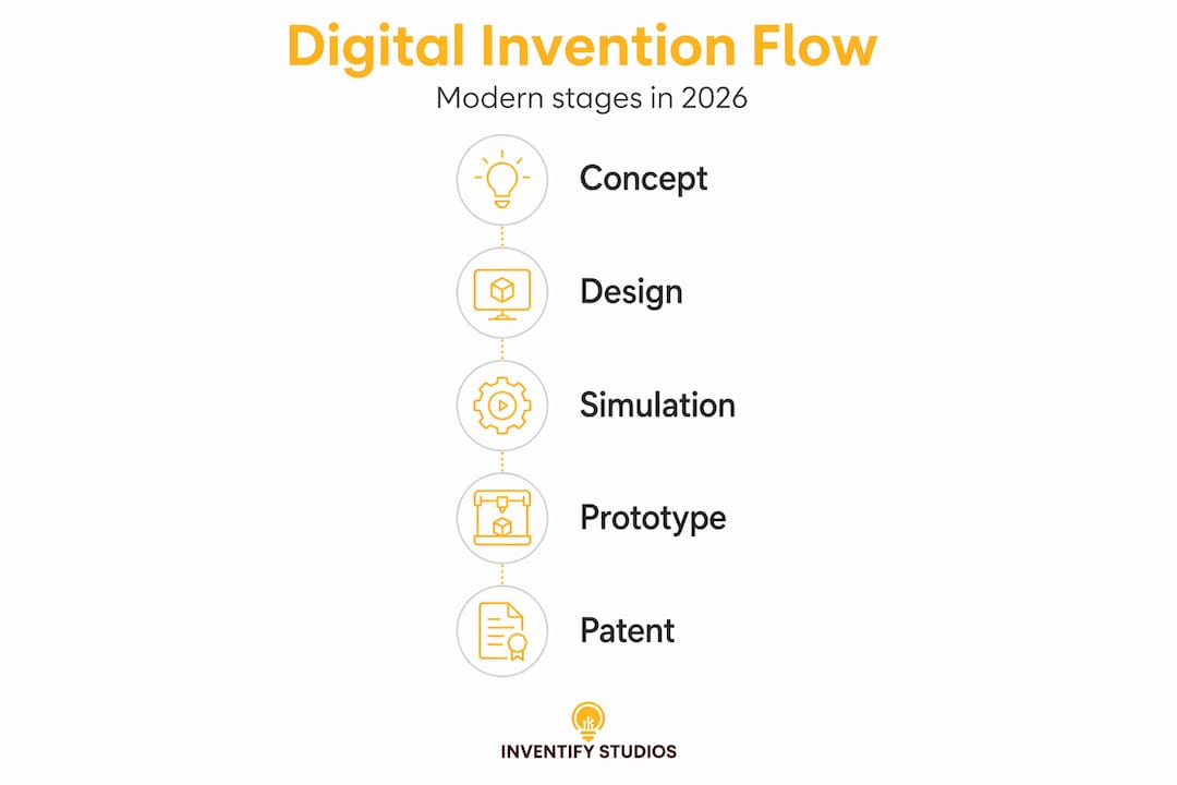 Infographic showing digital invention stages