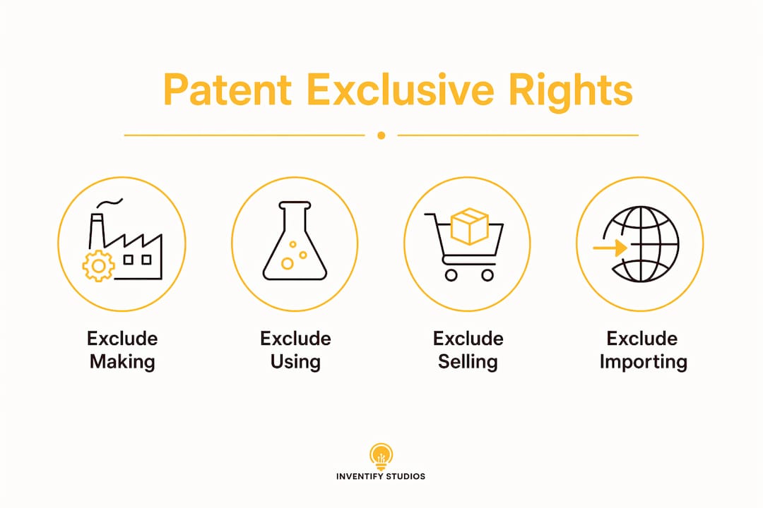 Infographic illustrating exclusive rights granted by patents