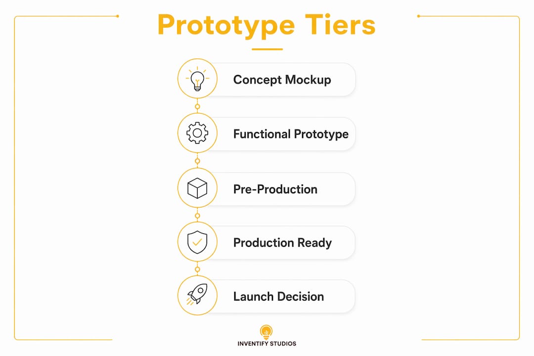 Infographic showing prototype tiers and costs timeline