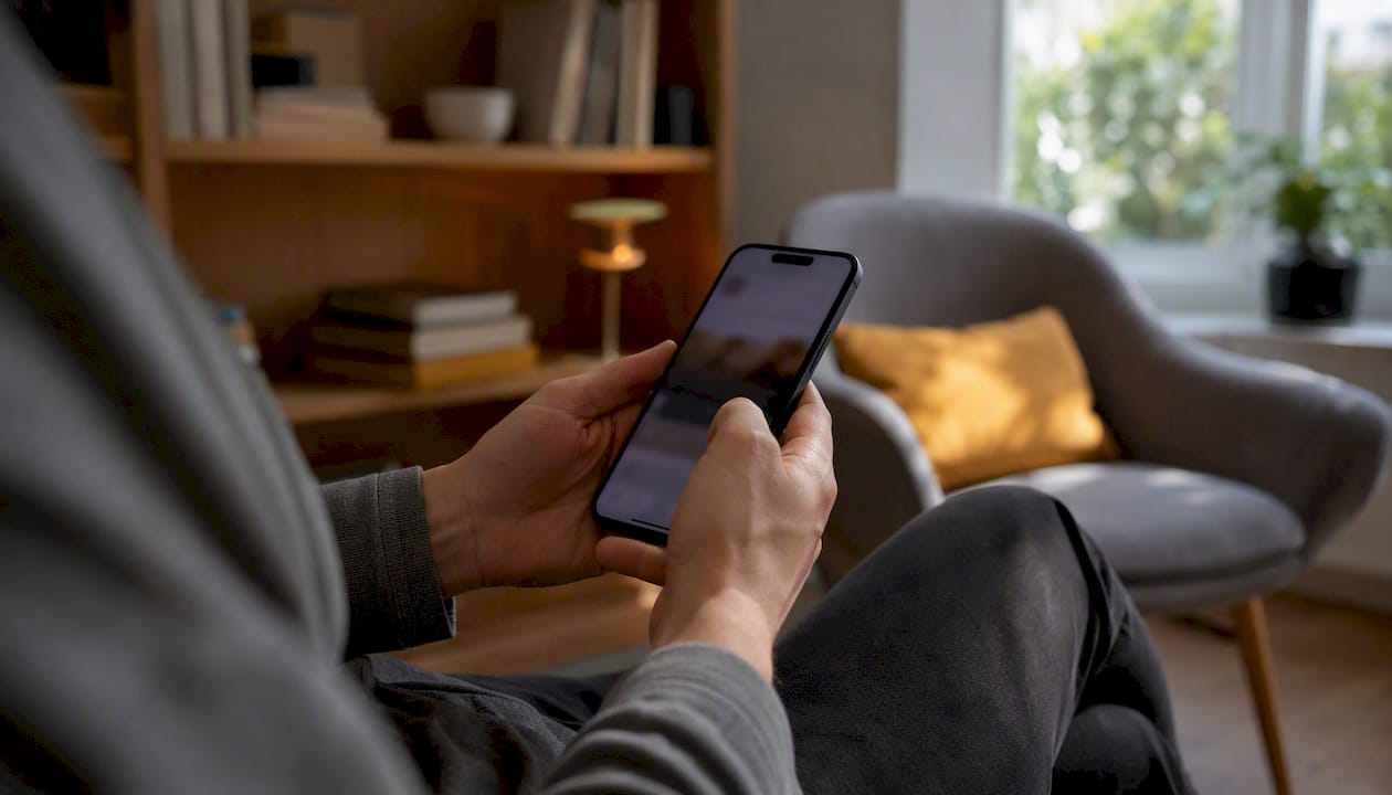 Hands holding phone verifying identity