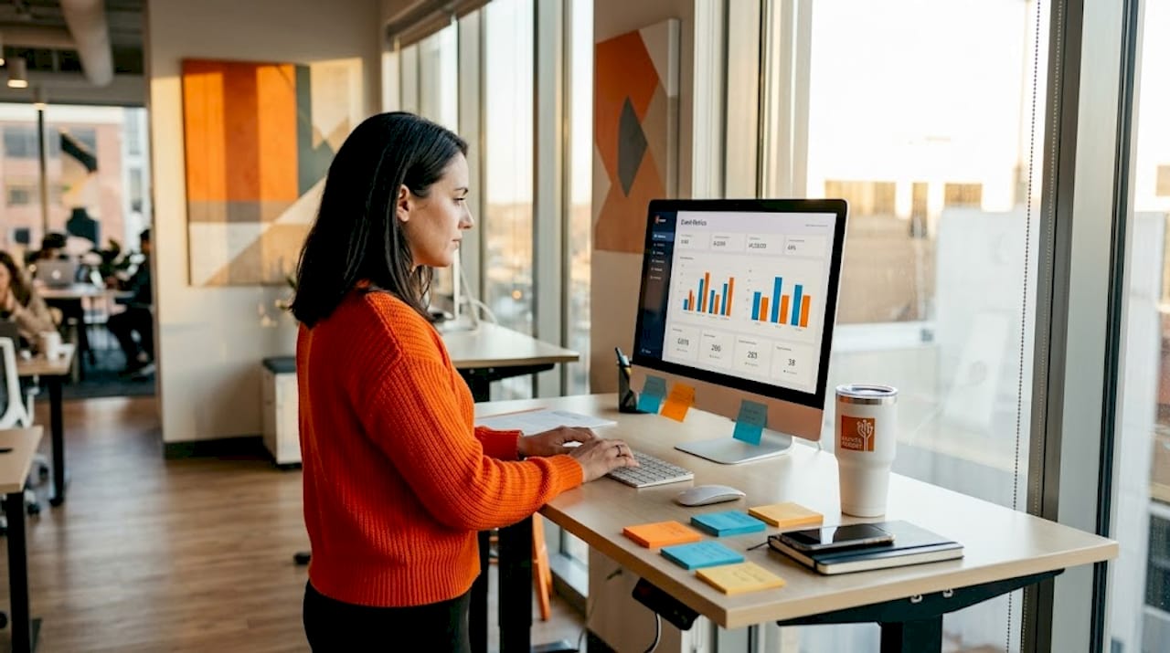 Event manager reviewing metrics dashboard