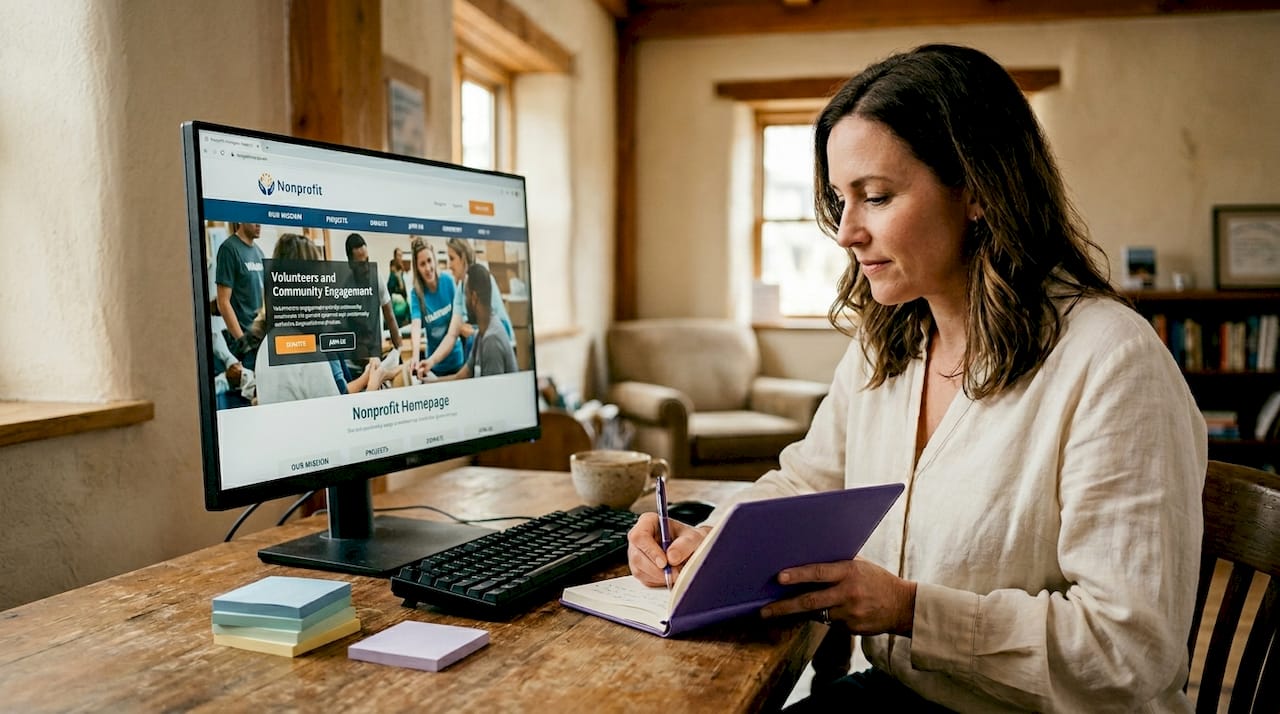 Employee viewing nonprofit homepage workspace
