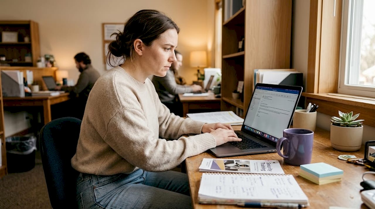 Staff member learning to spot phishing email
