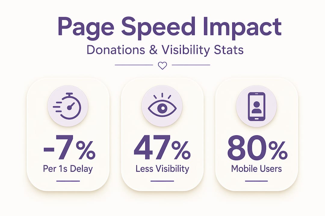 Infographic showing impact of speed on donations and SEO