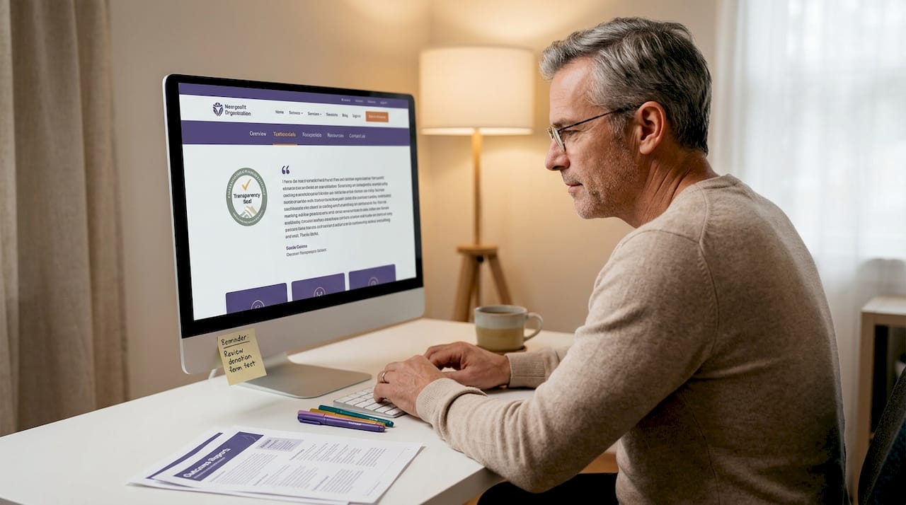 Man reading nonprofit impact testimonial stories