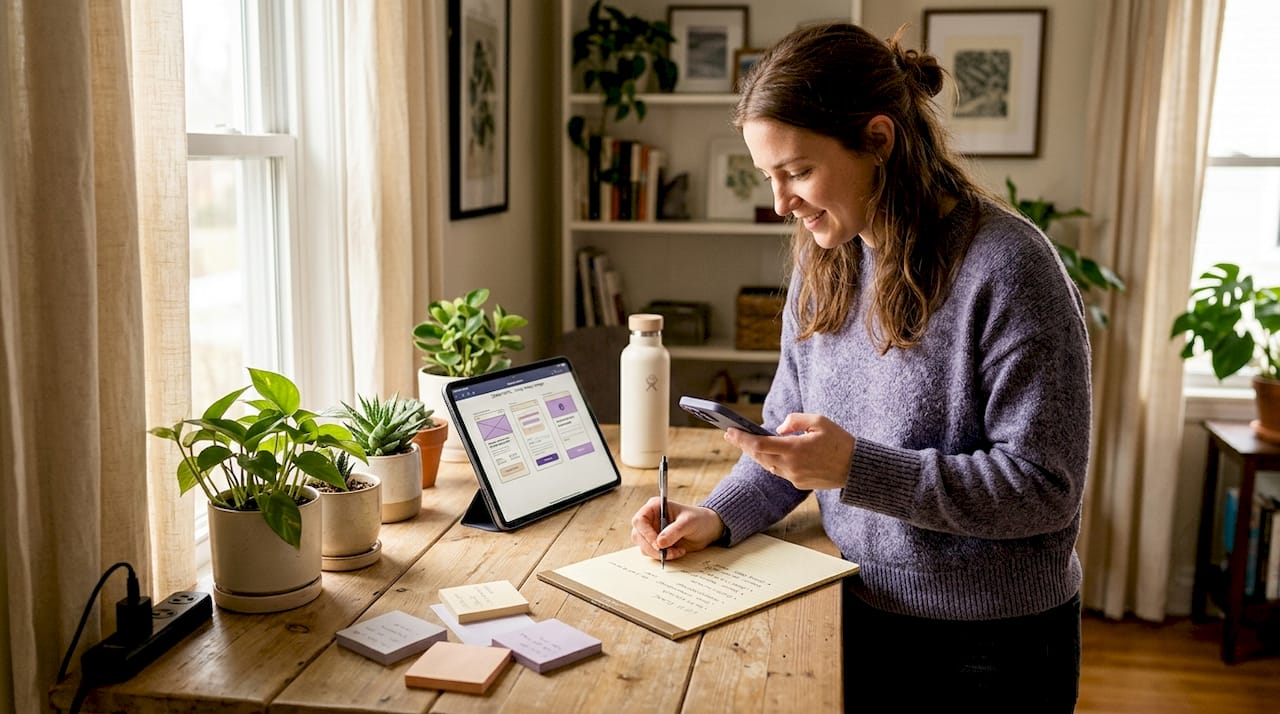 Designer testing nonprofit donor portal on phone