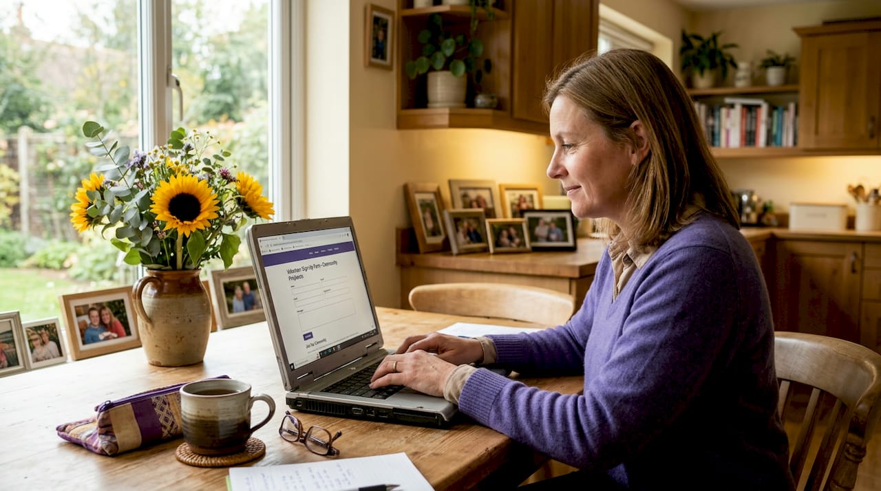 Volunteer using nonprofit website on laptop