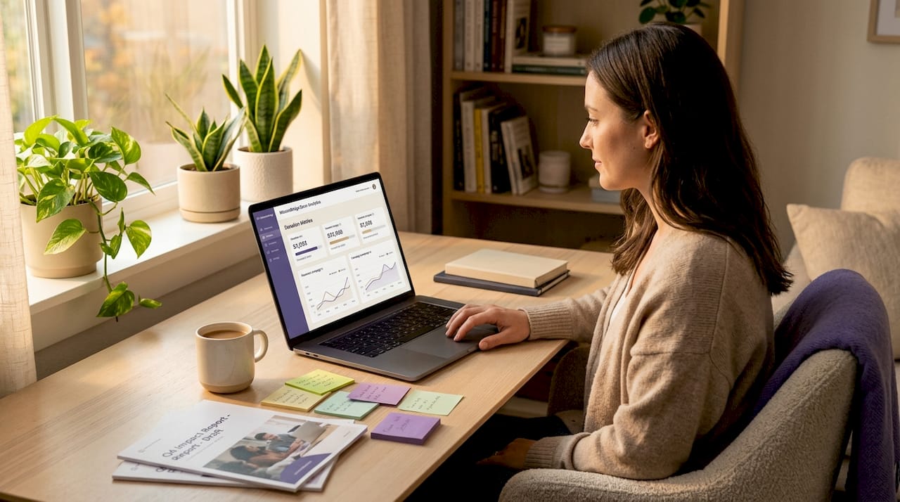 Laptop displaying nonprofit fundraising software