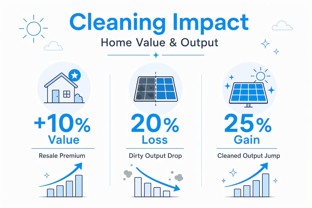 Infographic with stats on solar cleaning and home value