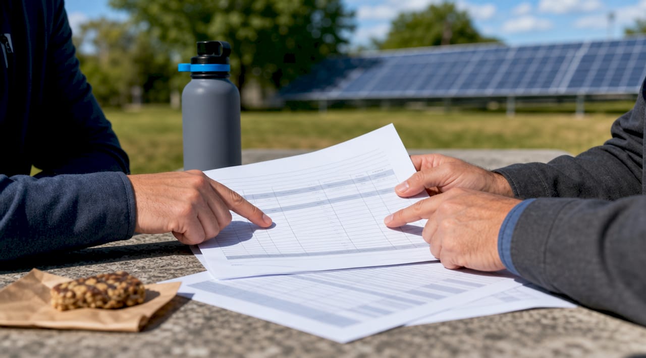Hands exchanging solar cleaning pricing documents