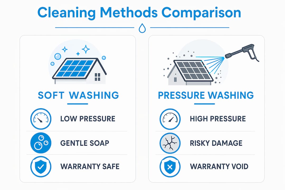 Infographic comparing soft washing and pressure washing