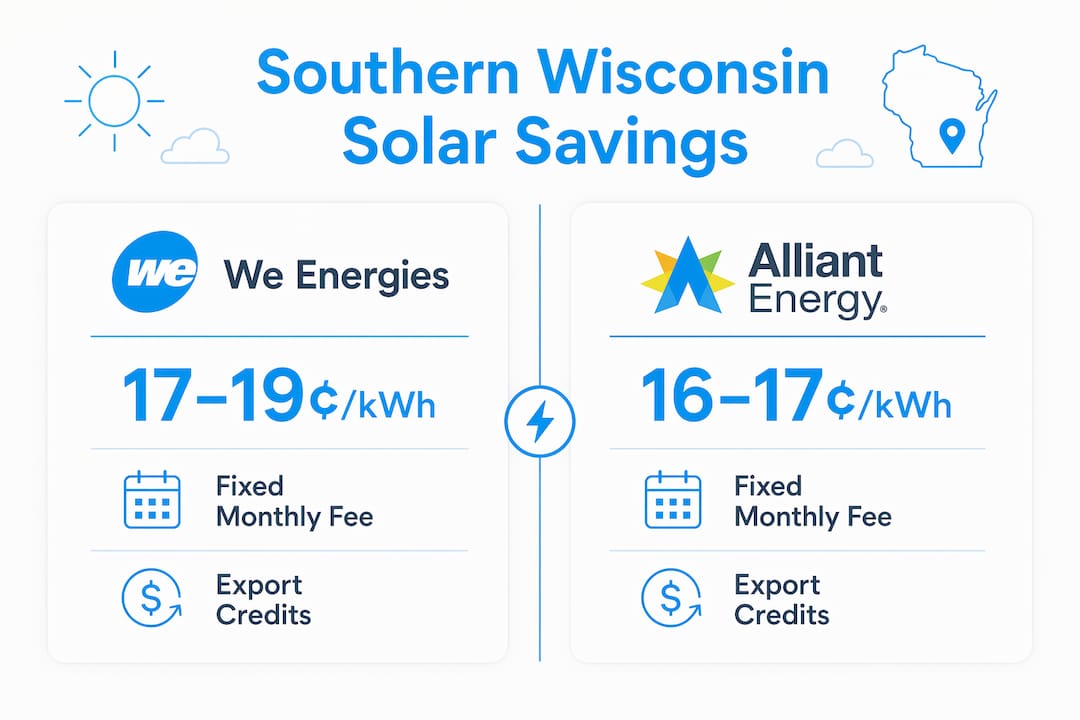 Infographic comparing We Energies and Alliant Energy rate components
