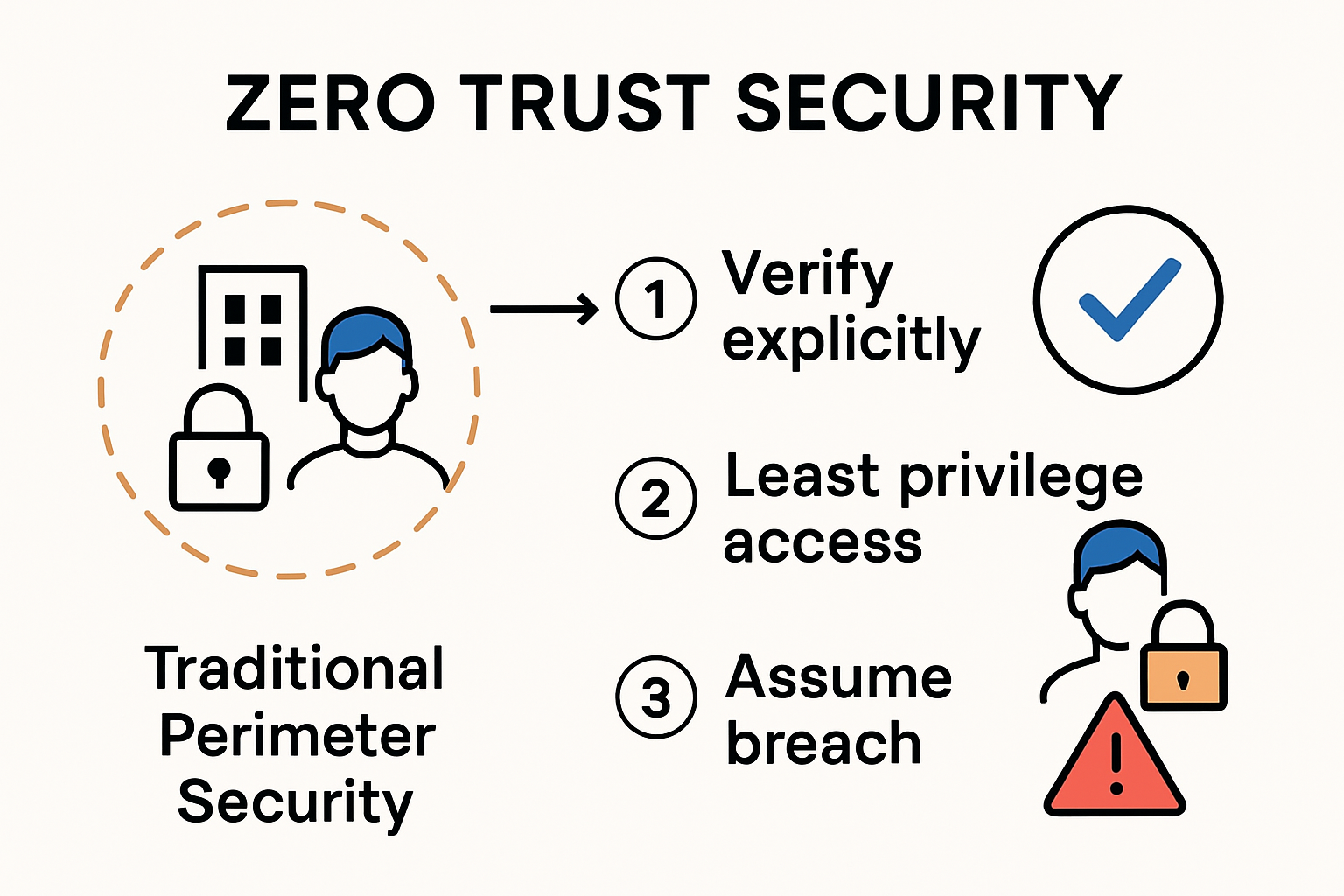 Infographic illustrating the core principles of zero trust security.