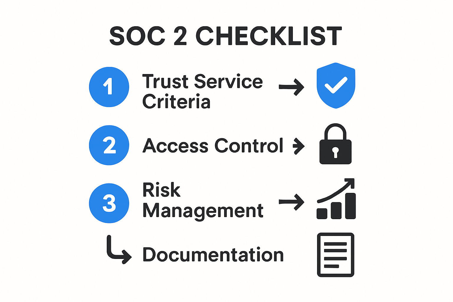 SOC 2 compliance checklist step-by-step infographic