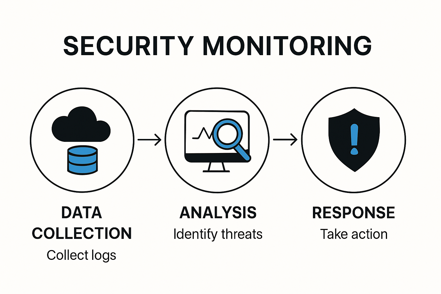 Infographic showing security monitoring framework steps and components