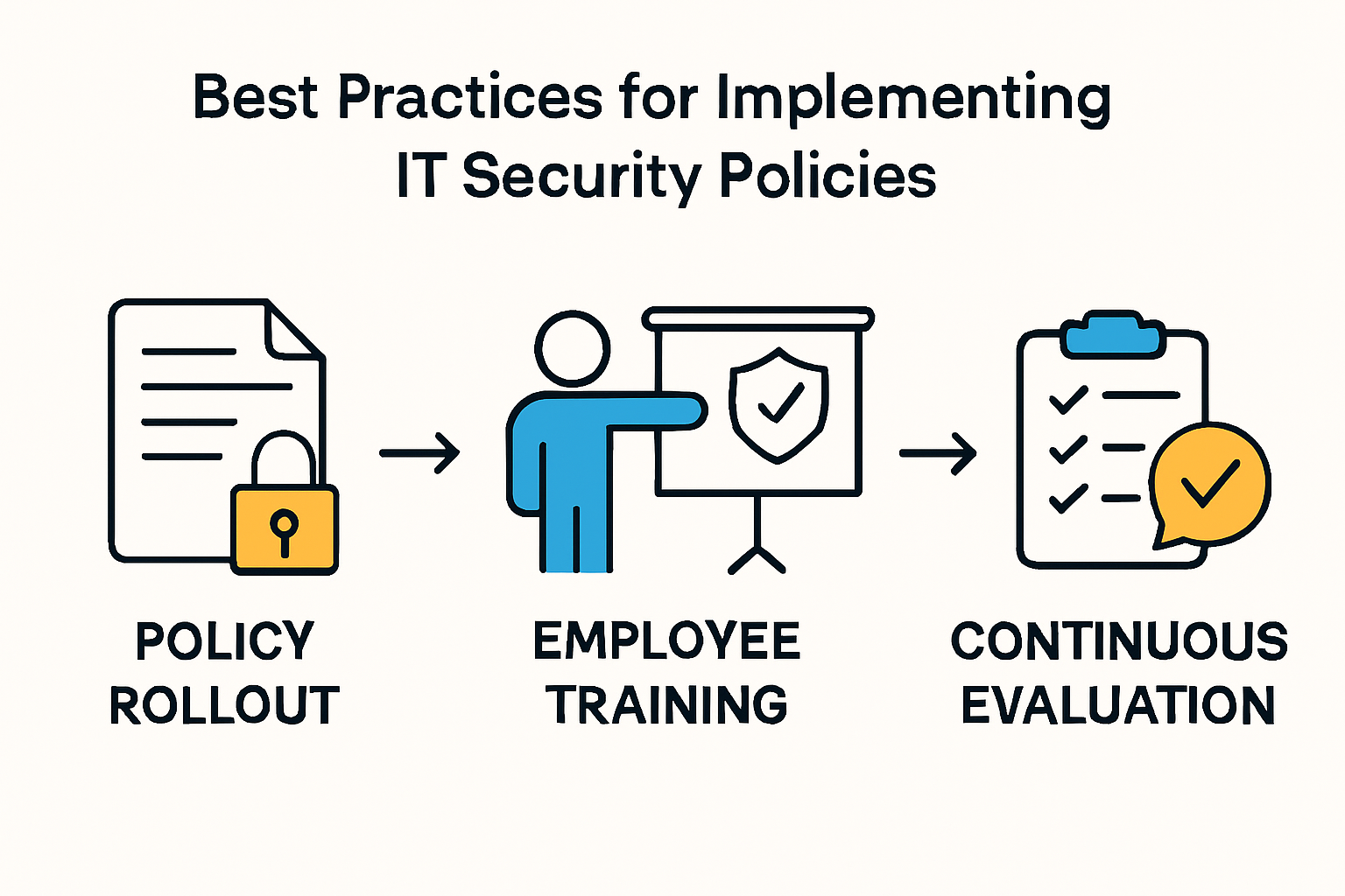Infographic showing IT security policy implementation steps
