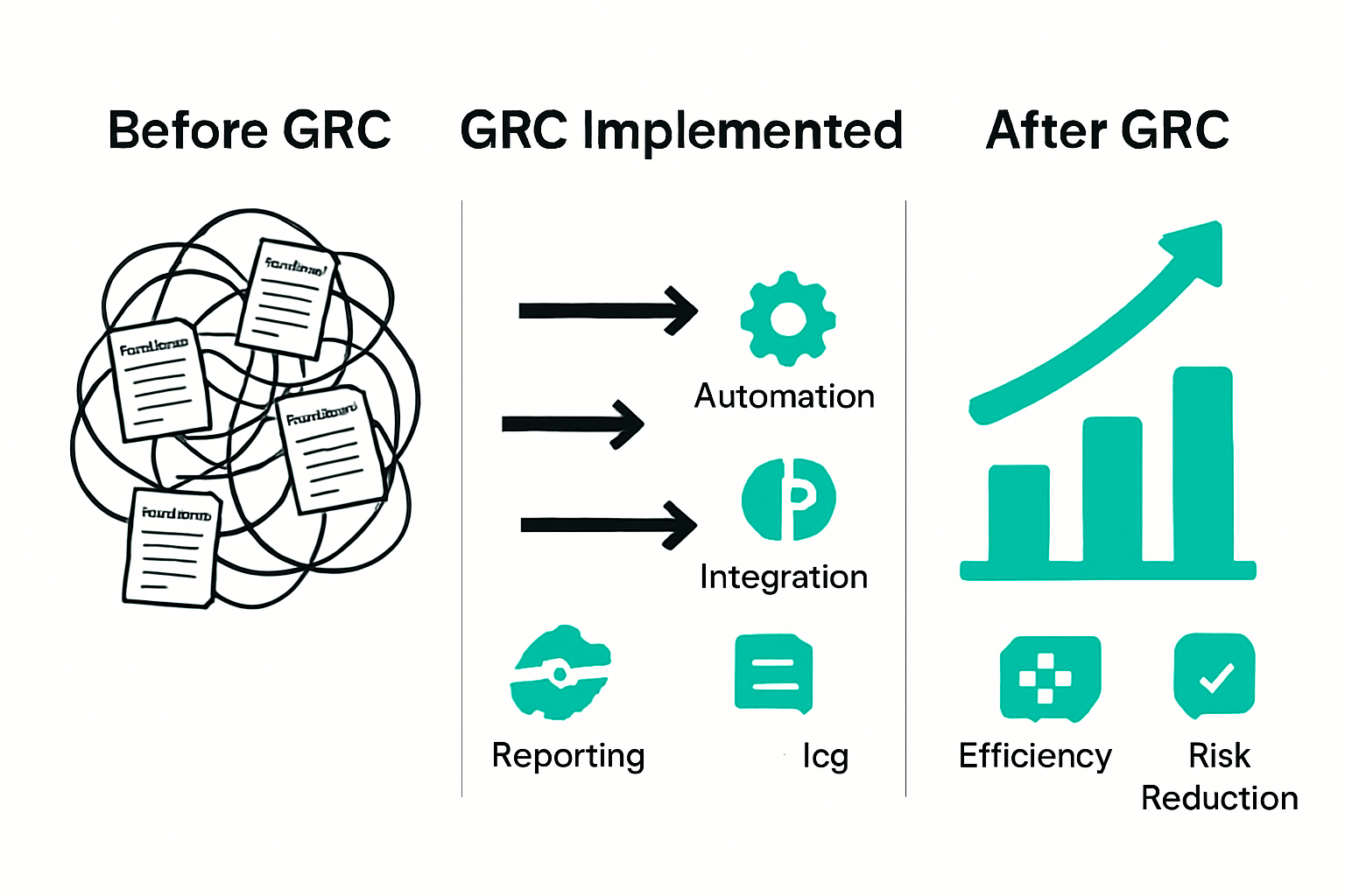 Infographic comparing before and after GRC software