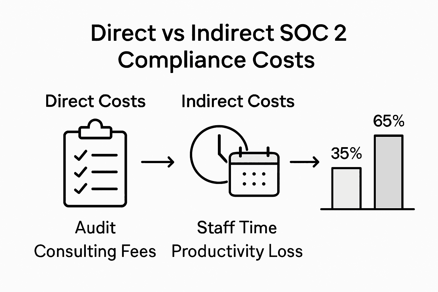 Infographic showing SOC 2 direct vs indirect costs