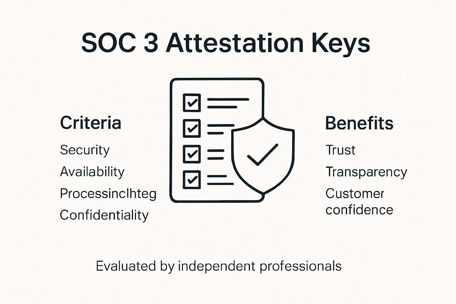 Infographic with SOC 3 key criteria and benefits