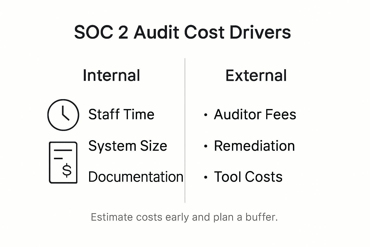 Infographic showing SOC 2 audit cost drivers