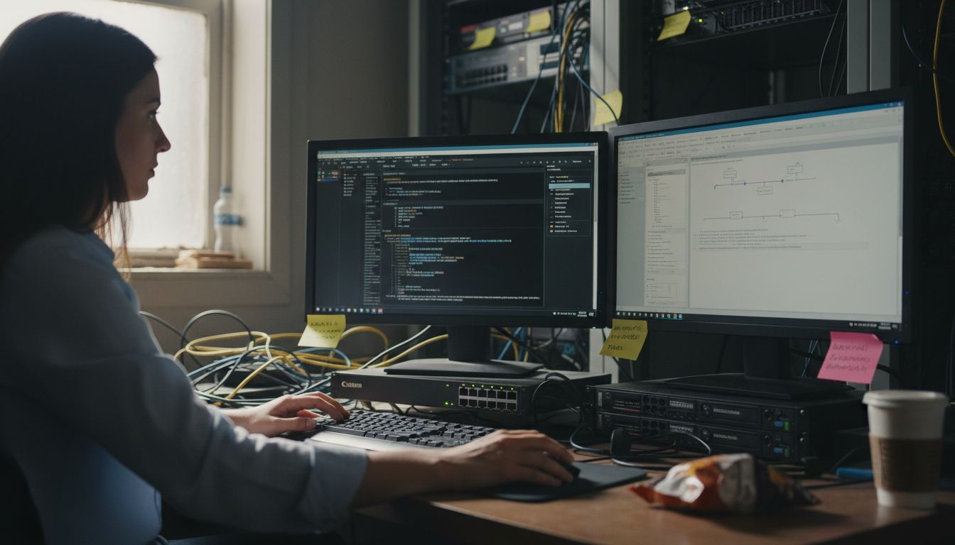 IT specialist configuring compliance software tools