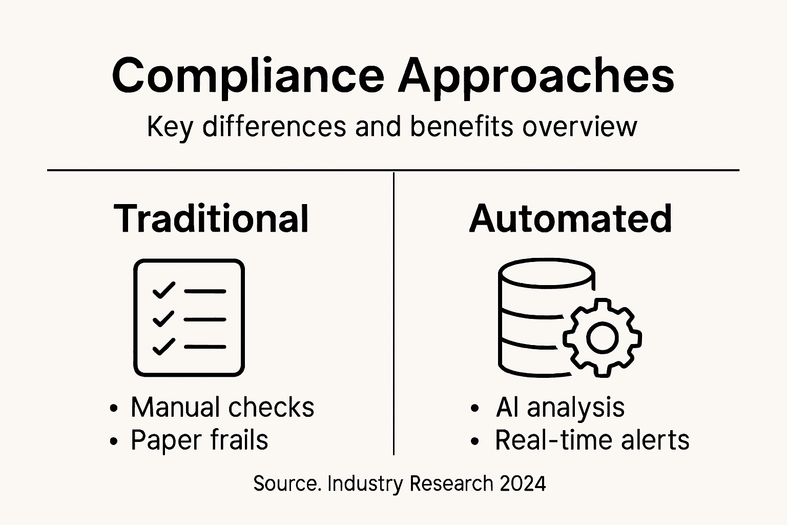Infographic comparing compliance methods visually