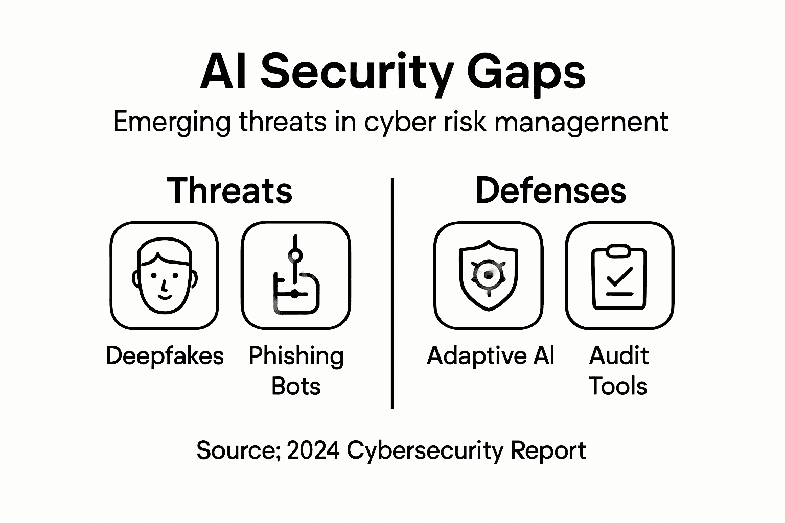 Infographic showing AI threats and defenses