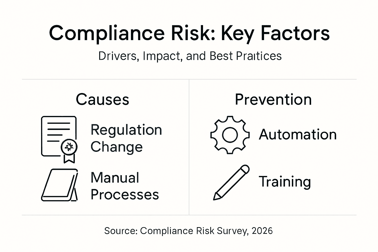 Infographic showing compliance risk causes and prevention
