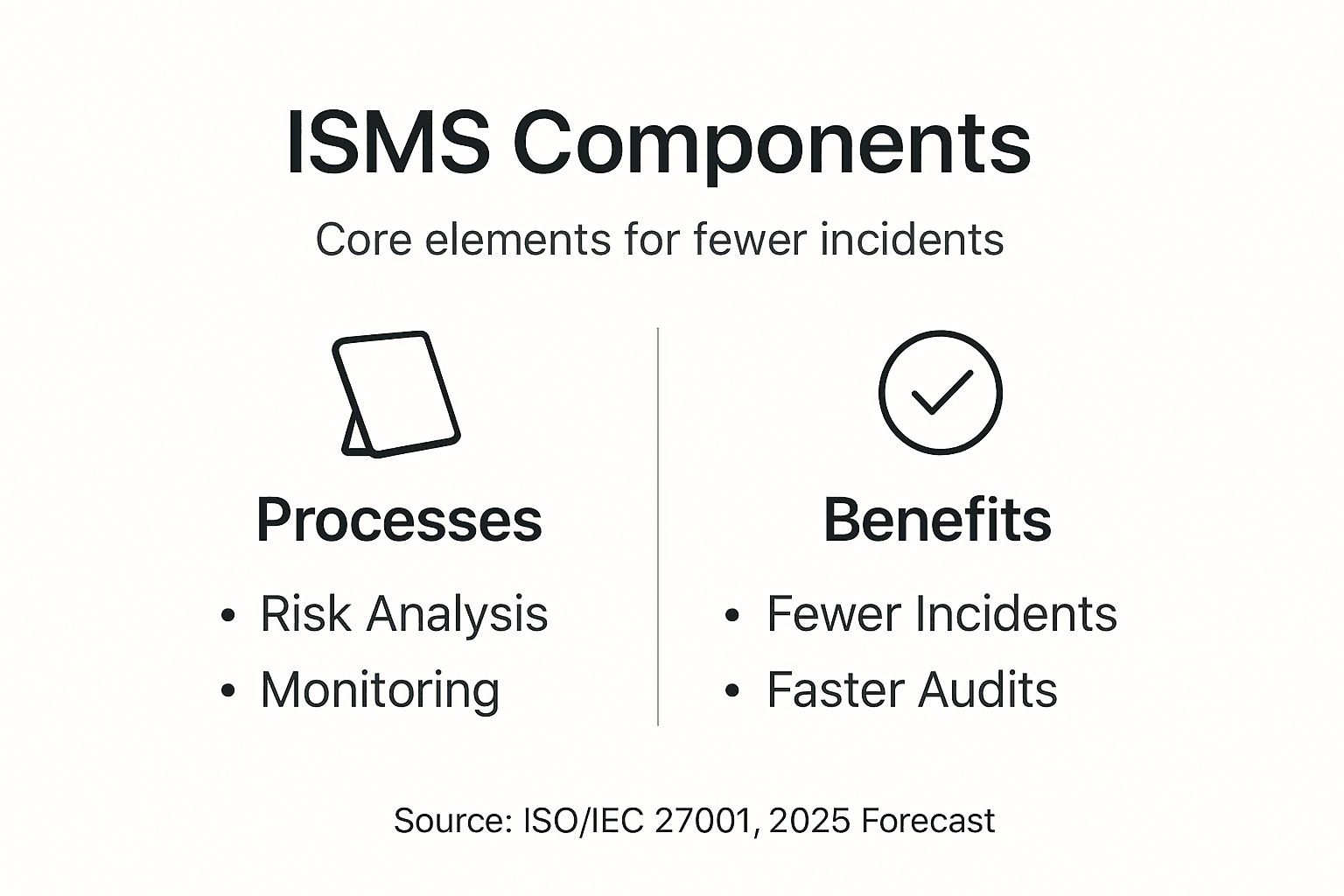 Infographic on ISMS core components and benefits