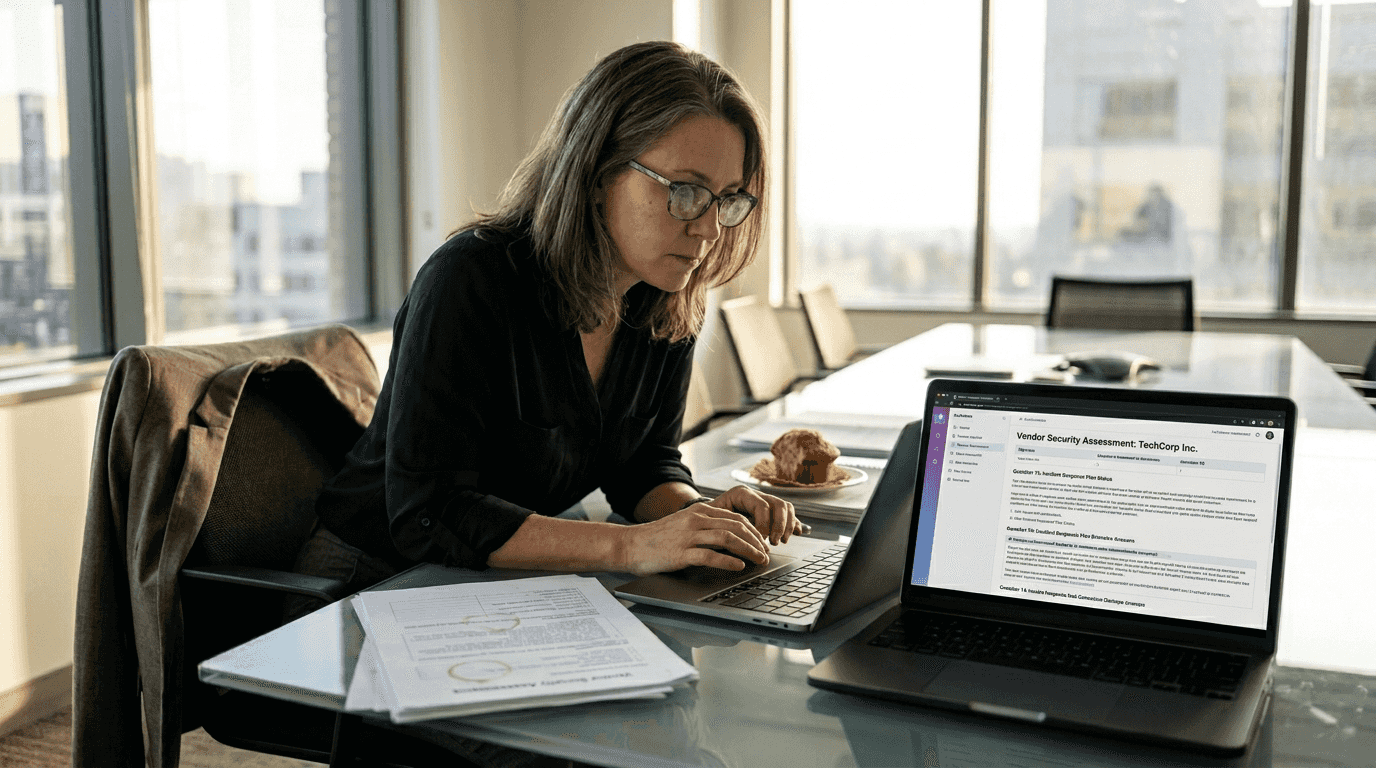 Security manager reviewing AI-generated answers