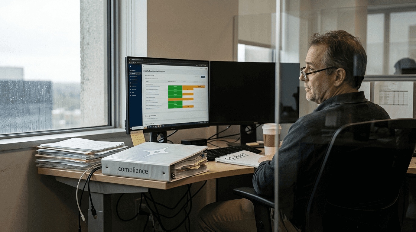 Security analyst using AI platform for questionnaires