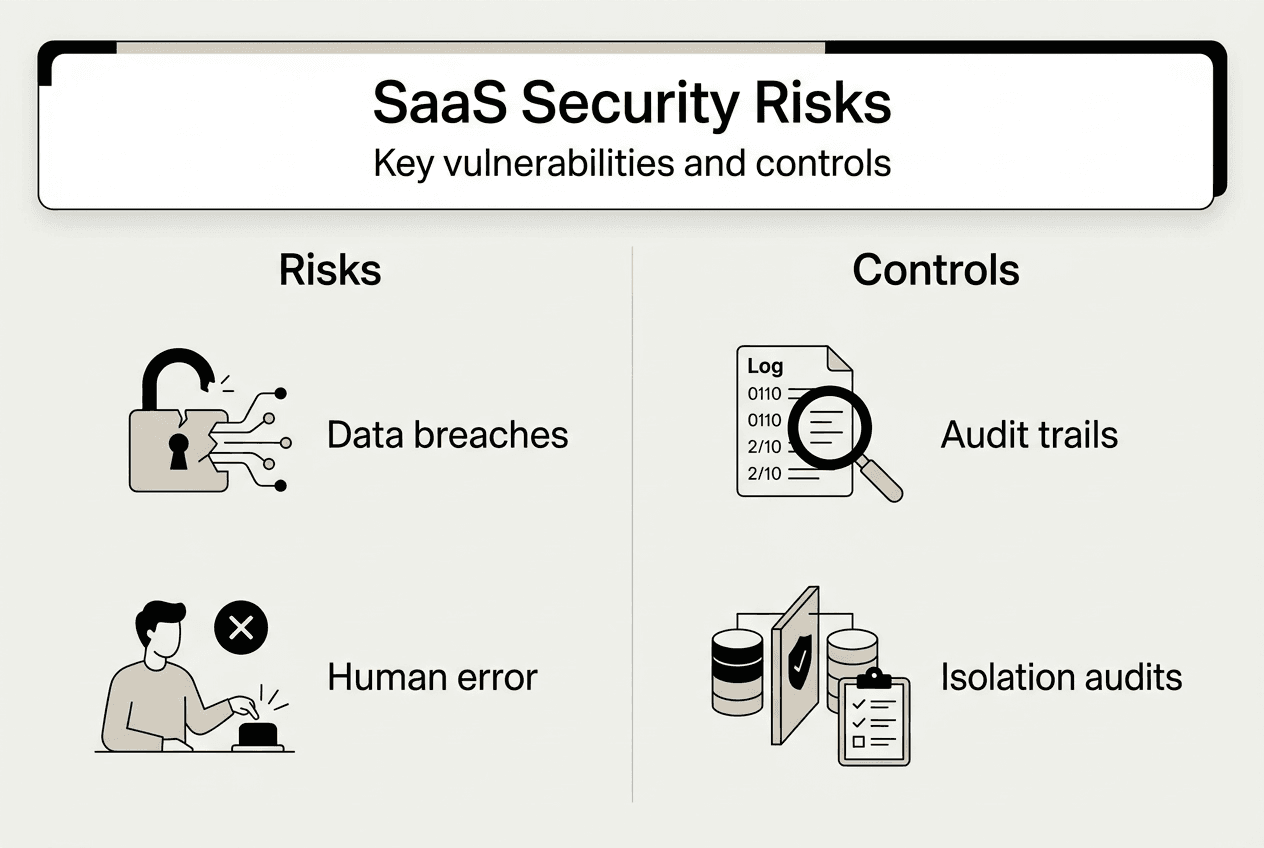 Infographic with SaaS security risks and controls