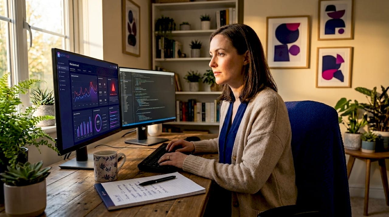 Analyst reviewing real-time risk dashboard screens