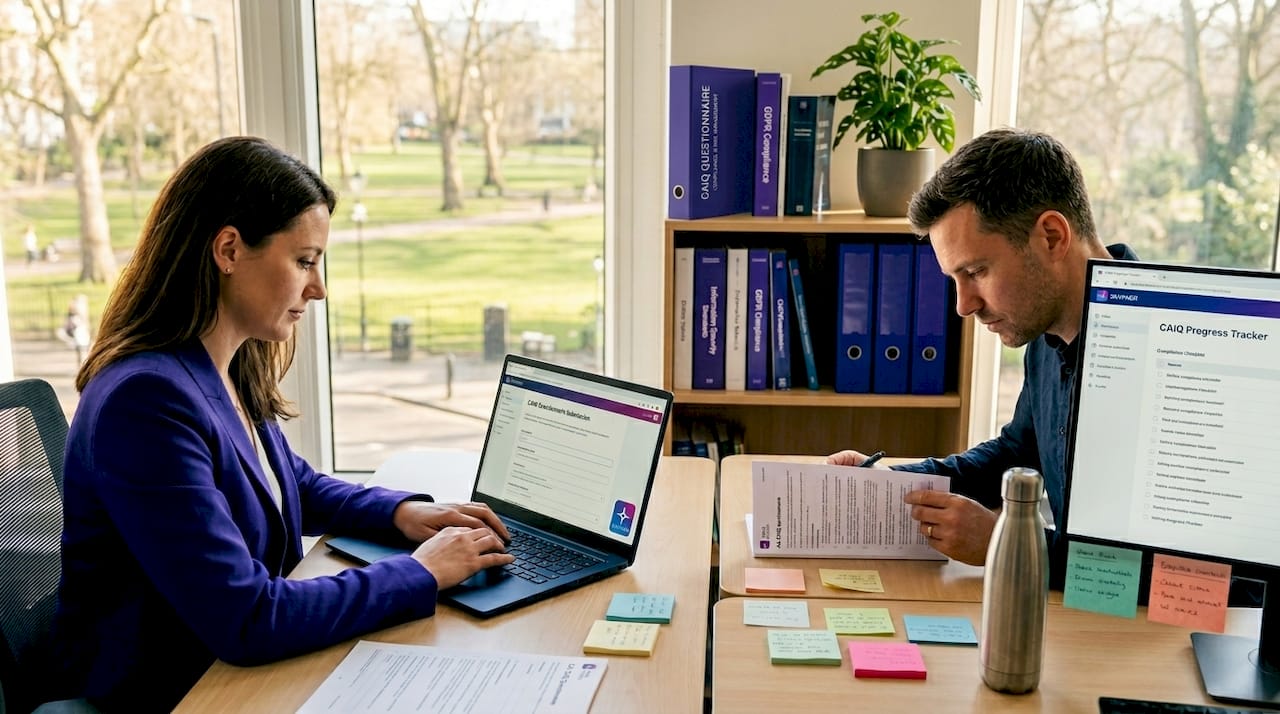 Compliance specialists working on CAIQ questionnaire