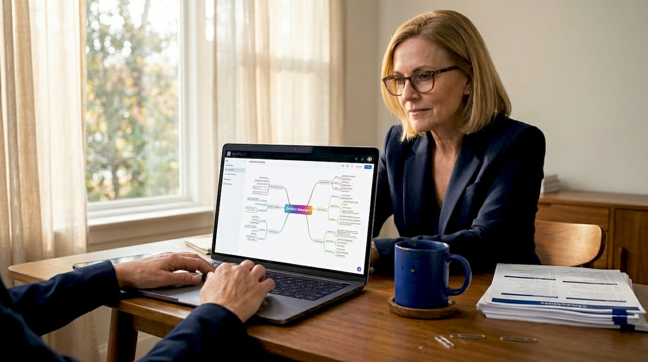 Compliance officer reviewing digital evidence map